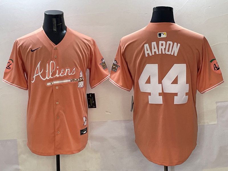 Men's Atlanta Braves Hank Aaron #44 Pink 2025 City Connect Limited Jersey